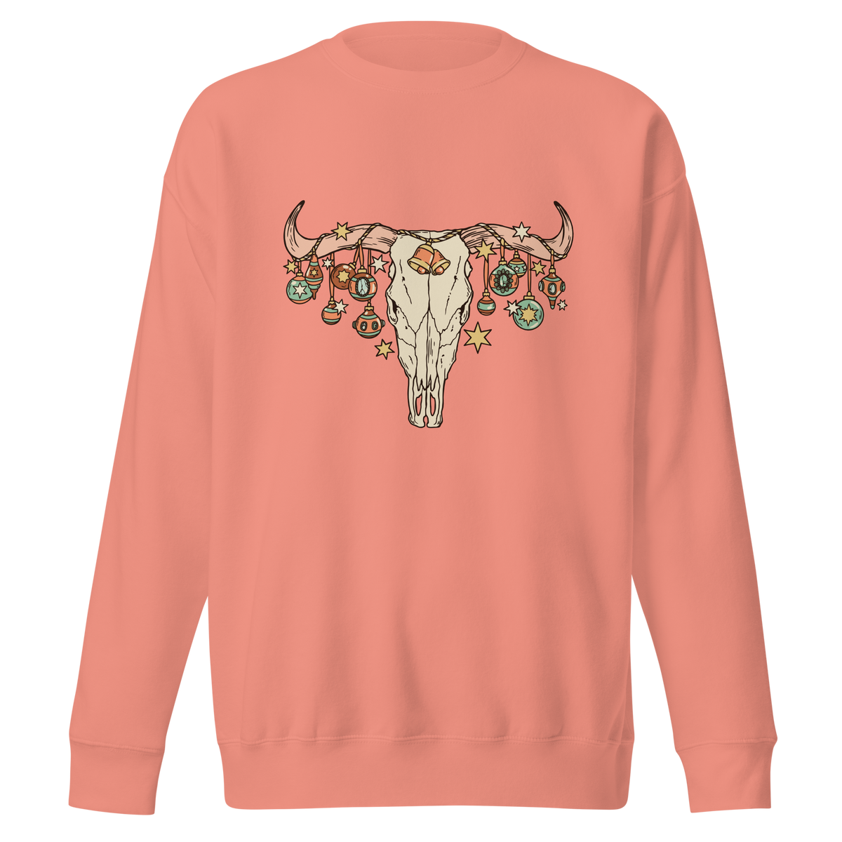 Festive Cow Skull Crewneck