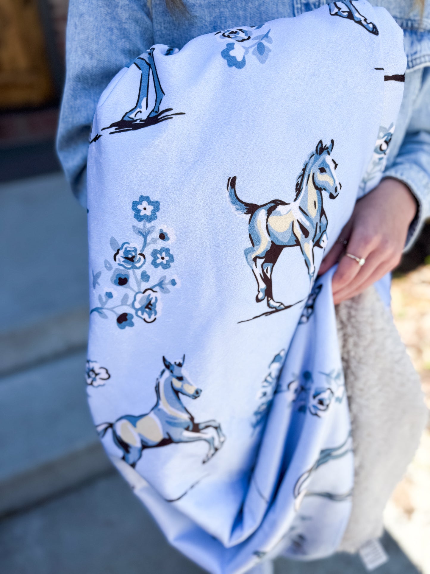 Foals in the Field Sherpa Blanket