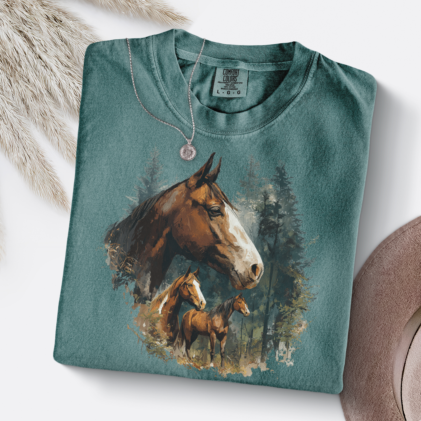 Retro Horses Forest Tee