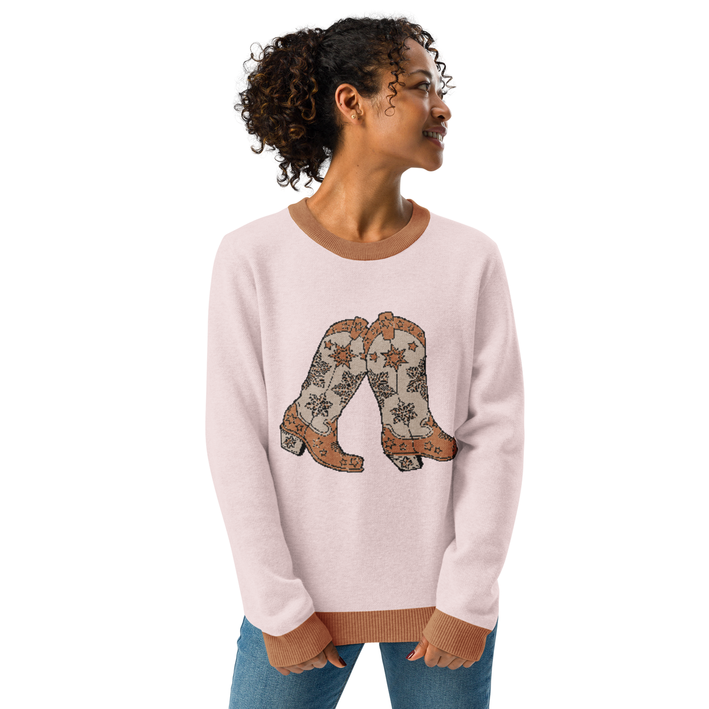 Cowgirl Snow Boots Knitted Sweater